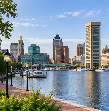 Baltimore Inner Harbor skyline and waterfront