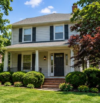 Traditional two-story home exterior in a Baltimore County neighborhood
